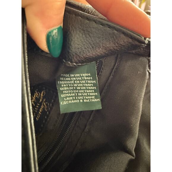 Lauren Ralph Lauren Mini Crossbody Leather Bag - Black Leather Small Handbag - Picture 13 of 16